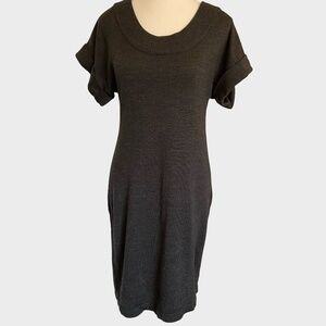Calvin Klein Dark Grey Merino Wool Blend Knit Short Sleeve Party Office Dress- S